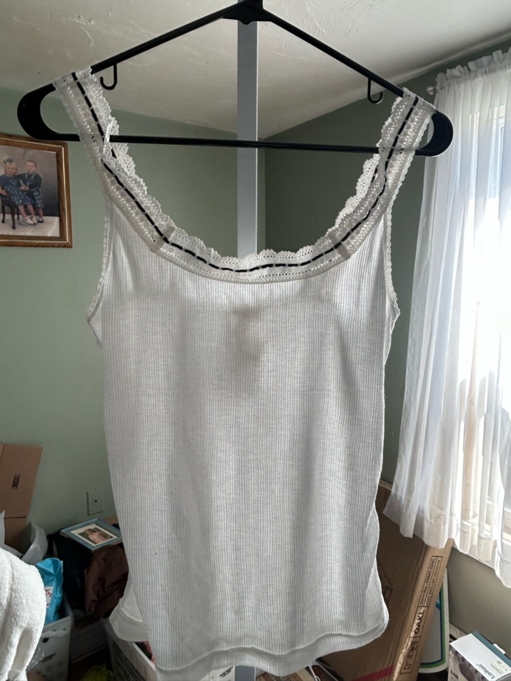 Free People Women’s Lace-Trim Ribbed Tank Top - White